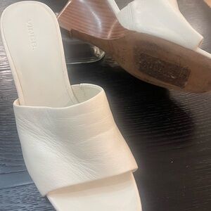 Nine West Cream Leather Mules
